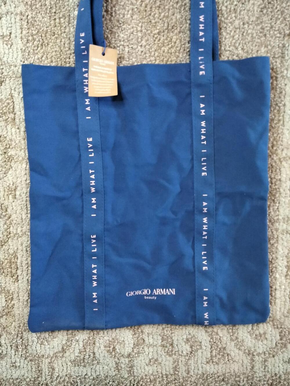 Giorgio Armani Womens Tote Bag Beauty My May Promotional Canvas Blue